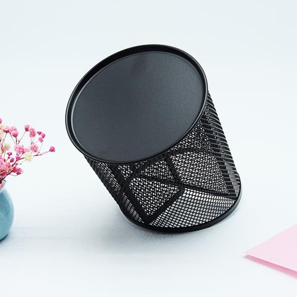 Pennholder skrivebord, mesh rund pennholder skrivebordsorganisator