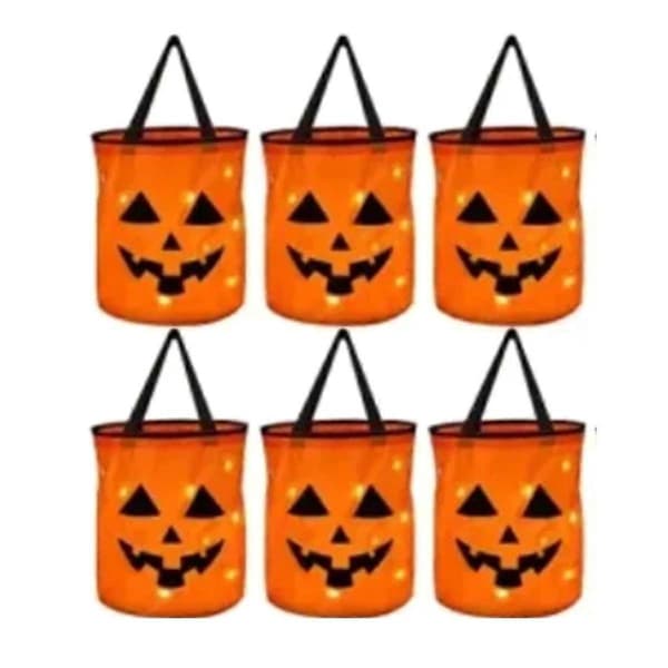 LED-lys Halloween gresskar godteribøtte for knask eller knep-fest