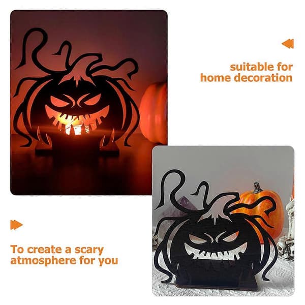 Halloween gresskar-lysestake til dekorasjon, 8 stk. svarte tre-lysestaker