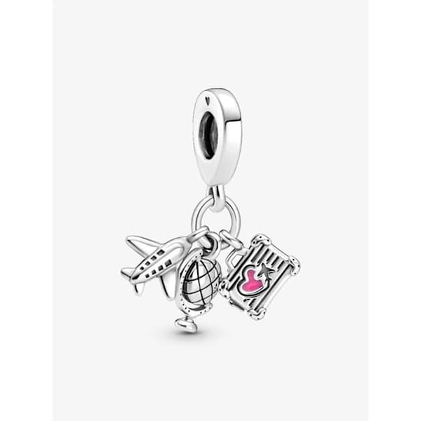 Charm med flygplan, glob och bagage - Legering