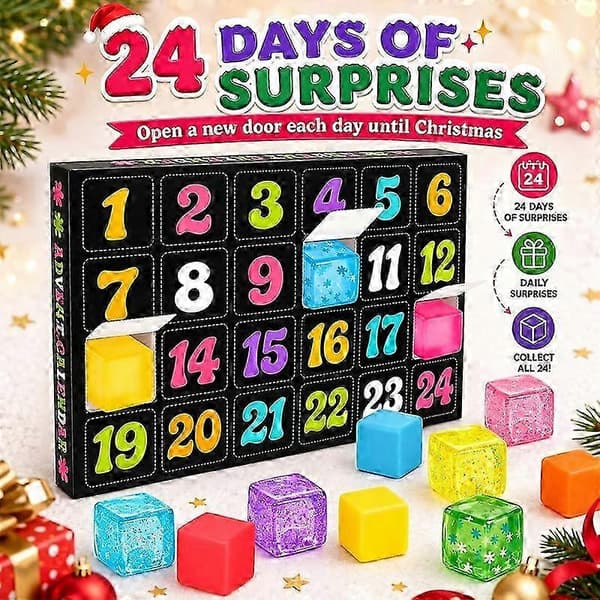 Julkalender 2026, 24-pack Squishy Cube Klämleksak Blind Box Set, Stresslindrande Fidget Leksaker, Rolig Julfestpresent för Barn 2