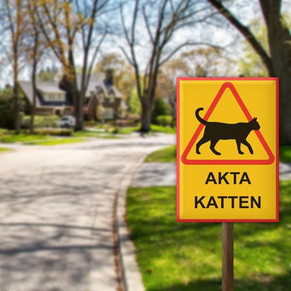 Kattskylt / Varningsskylt Katt - Skylt - Välj Storlek MultiColor
