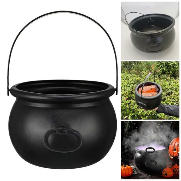 Stor Halloween Heksekedel, Sort Plastik Slikkedel Black