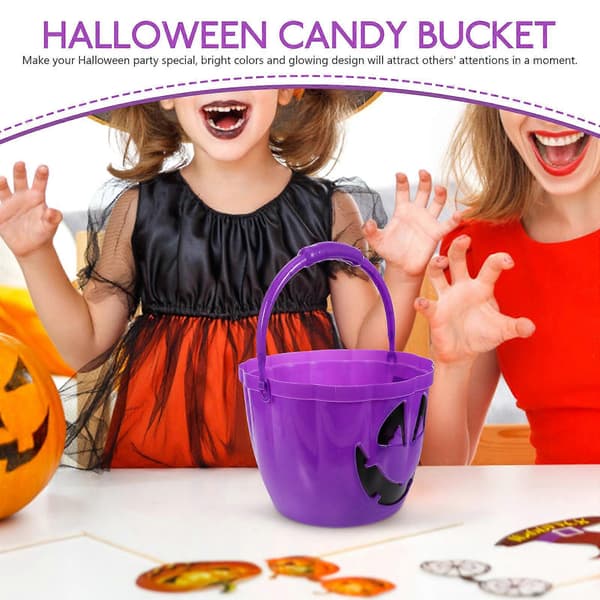 Halloween-godteribøtte i plast med lys for barn