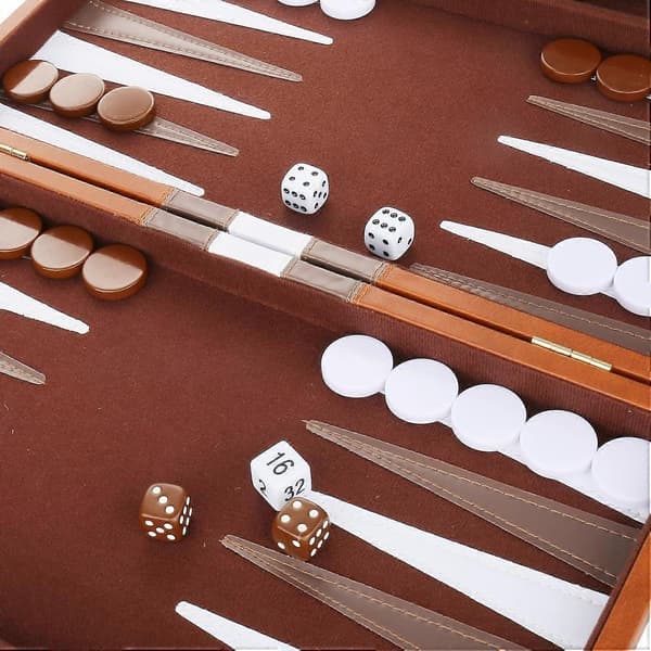 Backgammon Set - Klassiskt brädspel med premium PU-läderfodral och bärbart
