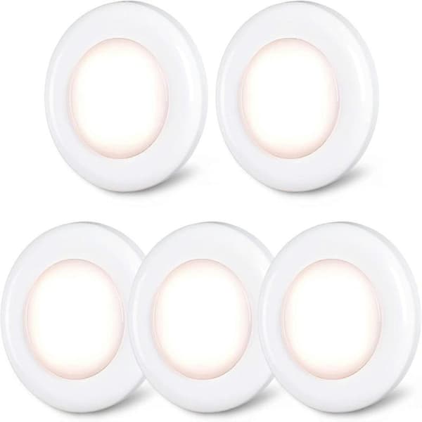 6 stk. Tryklampe Mini Touch Press Spot Lights Bærbare LED-lamper til indendørs brug Batteridrevne Pucklamper til underskabe Warm White