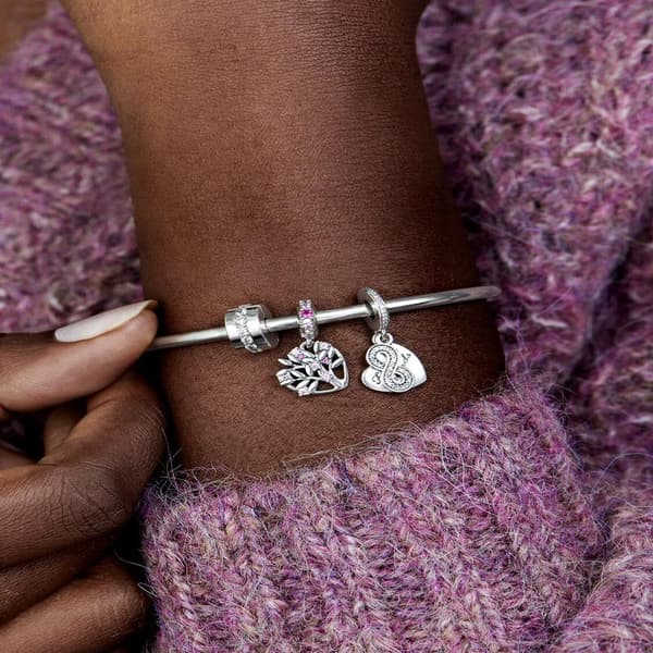 Pandora - Klar Glitrende Rad Clip Charm - Sterlingsølv
