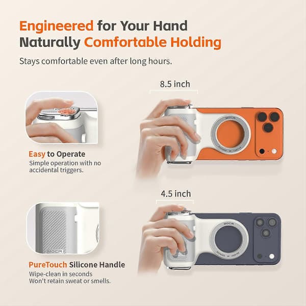 COMITOK Magnetic Phone Camera Hand Grip with Remote Control Photography Handle Stabilizer Holder