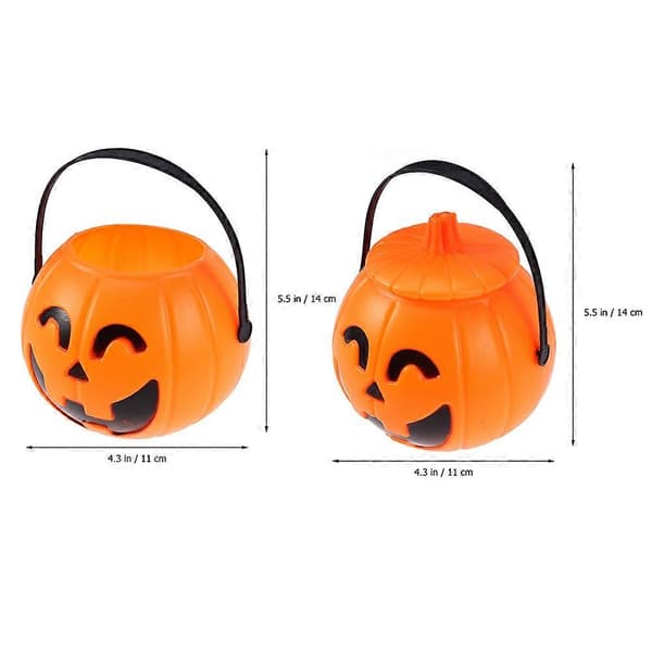 Orange græskar-spand i plast til fest, 6 stk. Halloween slikbeholdere