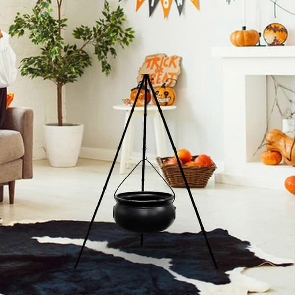 Halloween Heksekedel med Trefod Grønt Lys Slikspand Sort PP-skål til Style A