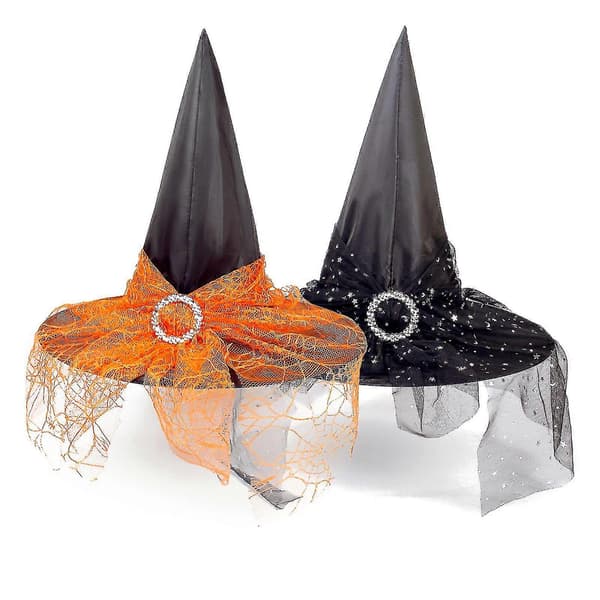 Fasjonabel gjenbrukbar heksehatt i stoff til barn for Halloween-fest Orange