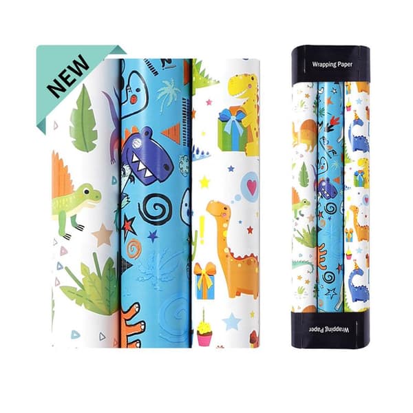 Presentpapper för barnkalas, 3 rullar, varje rulle 43cm x 3m