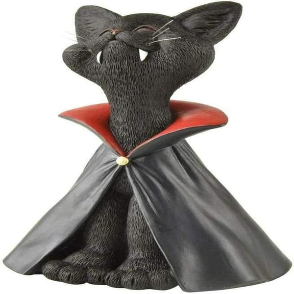 Vakker Svart Katt Vampyr Dracula Figur - Søtt Samleobjekt - H