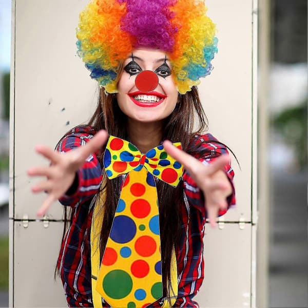 Klovnekostymesett, 5 deler med prikkete tilbehør til Halloween, karneval B