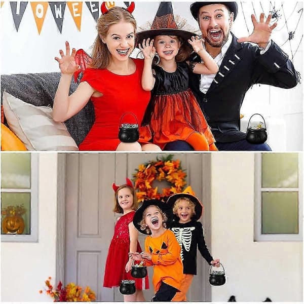 3 kpl Halloween-noitapata-karkkikulhoja, tarjoilukulhot telineellä ja 3 koukulla