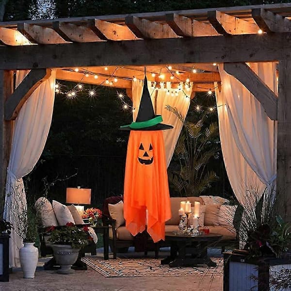 Sød Halloween Spøgelse Hængende Spøgelsespynt Heksehat Træophæng til Fest B