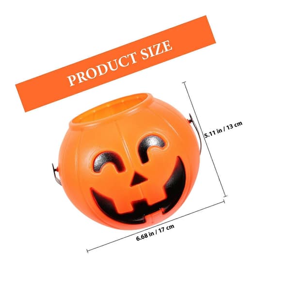 17 cm bærbar Halloween-gresskarbøtte for barn, godteribøtte til knask eller knep