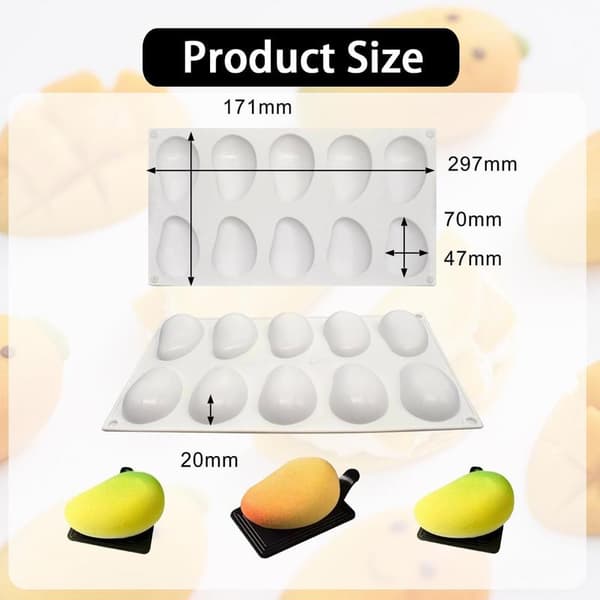 Silikonform dessert silikonkakeform 10 hull mango silikonform for baking fondantform fruktform
