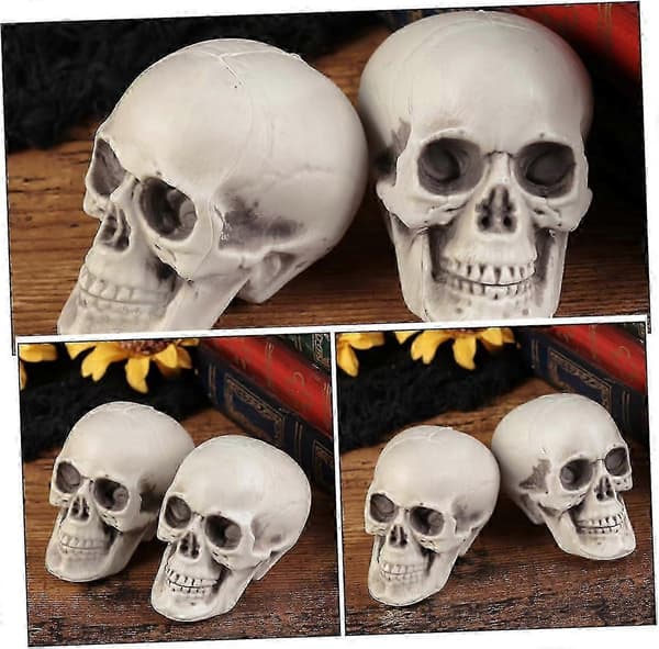 Simuleret kranie-dekoration - 8 stk. mini plastik Halloween-sæt
