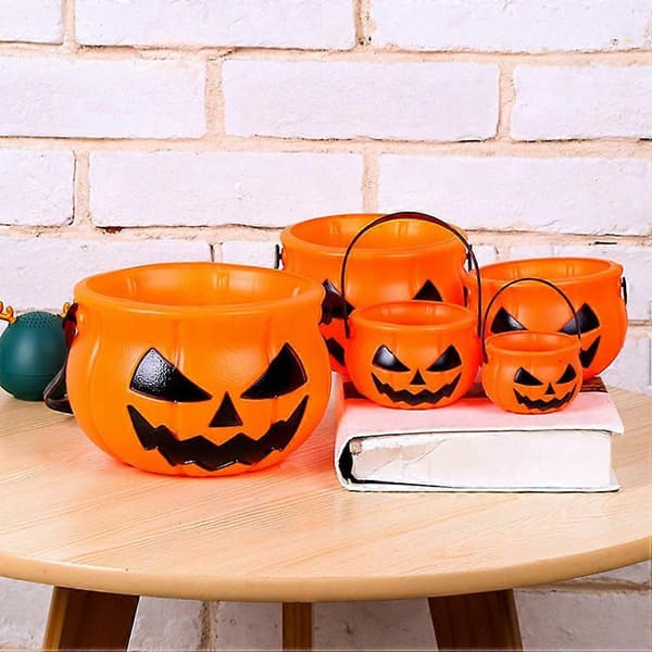 Gresskar-godteribøtte Halloween-bøtte til festival 5 stk. dekorasjoner