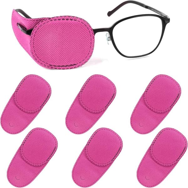 6 Stykker Øjenklapper til Briller, Genanvendelige Øjenklapper til Afdækning (pink)