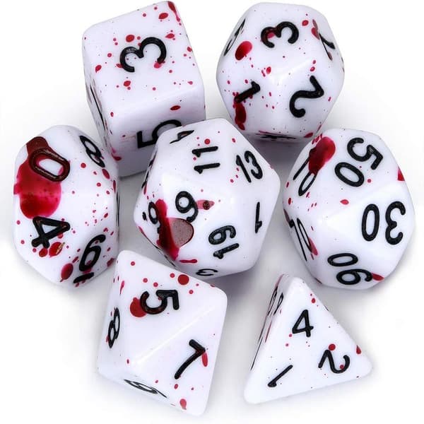 FLASHOWL DND Irregulær Spray Terningesæt Blå Plet Polyhedralt Rollespil Terningesæt D20 Terning Dungeons and Dragons