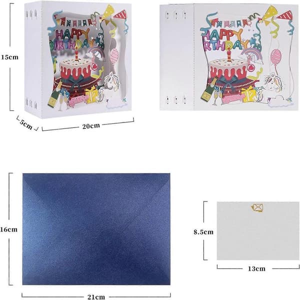 Pop-up gratulasjonskort - 3D-design - Perfekt for bursdag, mamma, pappa, barn