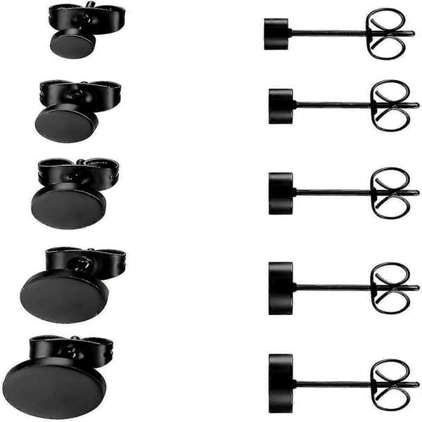 Håndlavede Øreringe Runde Is-mat | Perfekt Gave H A Black(5pairs)