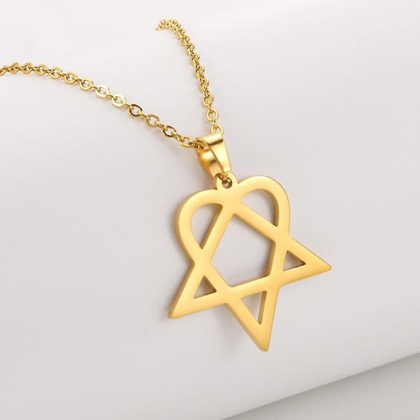 Klassisk Simpel Heartagram Stjerne Hjerte Rustfrit Stål Vedhæng Halskæde Smykker Silver 1 Pcs