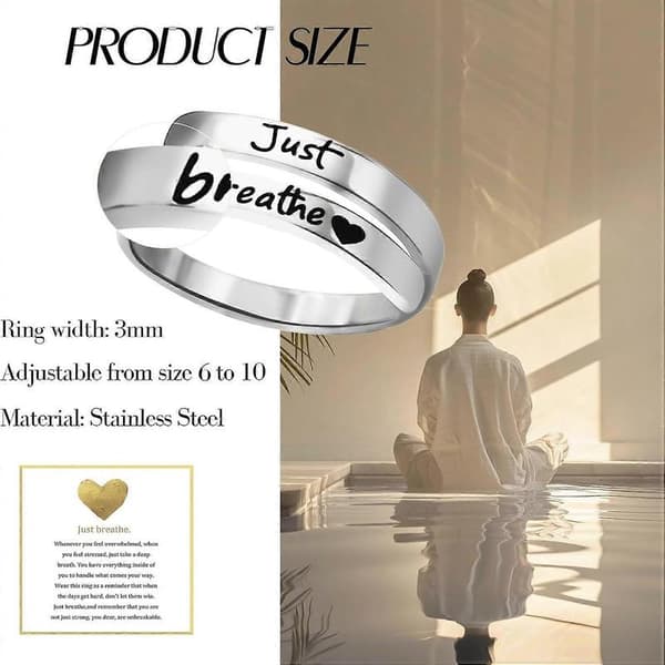 Andas Bara Ring til Kvinder, Justerbar Hjertering, Rustfrit Stål Spiral Wrap Healing Ringe, Inspirerende & Hjerteligt Gave