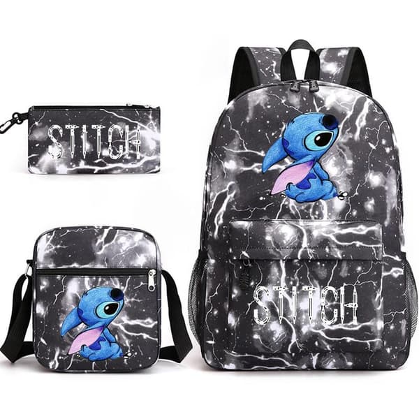 Lilo & Stitch Rygsæk Sæt skoletaske. .- Perfe lightning black
