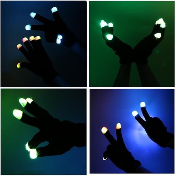 7 farger lysshow LED-hansker Rave Lys Fingerbelysning Blinkende Glødehansker