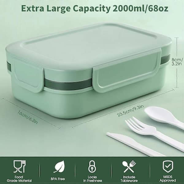 Bento Lunch Boxes, 2000 ml Large Bento Box Lunch Containers for Adults Kids, Stackable Japanese Bento Box with 8 Compartments