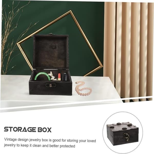 Box Box Retro Træboks Opbevaringskasser til Smykker Træ Trim Ørering S