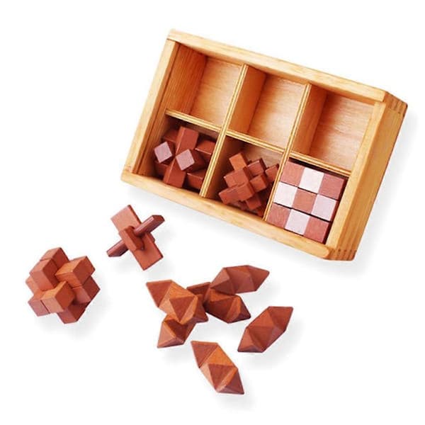 6 stk Kong-Ming Sammenflettede 3D-puslespill Jigsaw Lås Opp Spill Leke IQ Test Spill