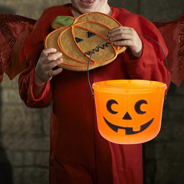 Halloween gresskarbøtte for godteri, 4 stk. bærbare plastbeholdere