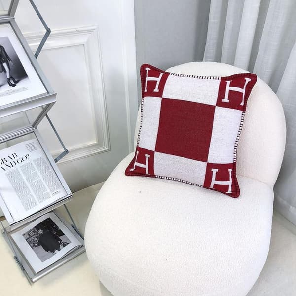 45x45cm H-bokstav Ull Kashmir Kuddfodral Våningssäng Soffa Flygplan-XF29- Burgundy