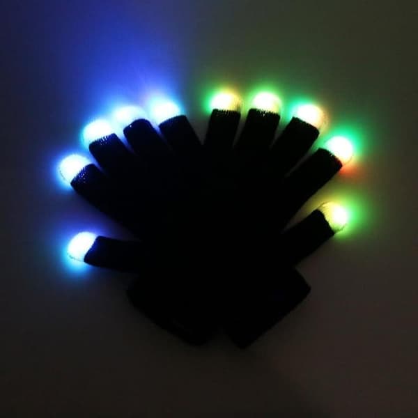 7 farger lysshow LED-hansker Rave Lys Fingerbelysning Blinkende Glødehansker