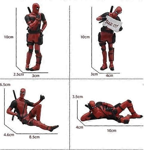 Dekorationsfigur Marvel Superhjälte Deadpool Set Om 6 Ny