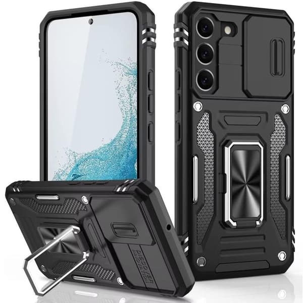 Samsung S24 - Cover CamShield / Kamerabeskyttelse Støtteben Sort Galaxy S24