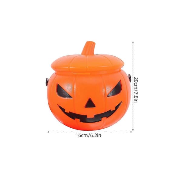 Kädessä pidettävä Halloween-kurpitsakarkkiämpäri valotoiminnolla