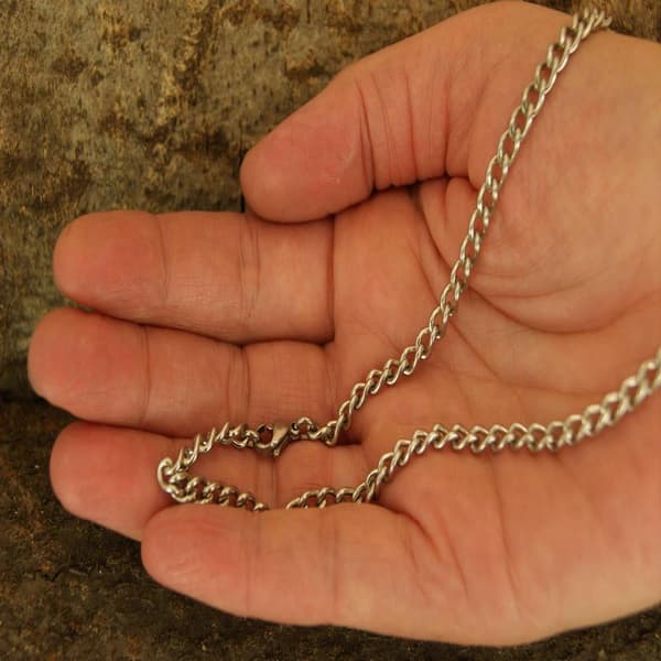 Panser Kæde 4 Mm - Sølvfarvet - Rustfrit Stål 55 cm