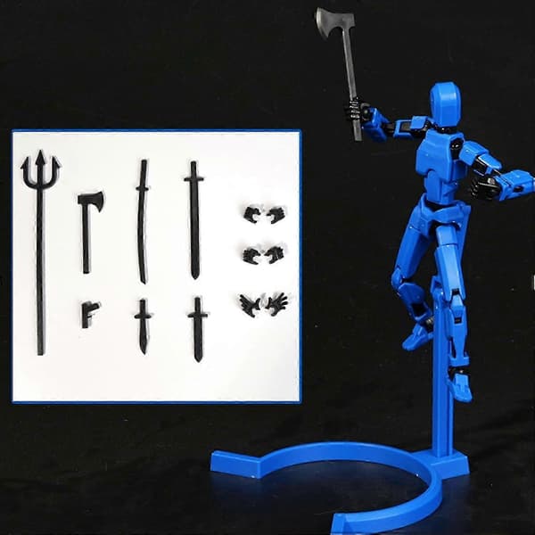 3D-printet T13 actionfigur med leddede ledd, kongeblå dekorasjoner for robotactionfigurer B 4pc