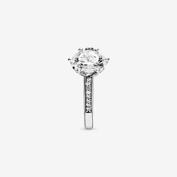 Pandora - Klar Glitrende Krone Solitær Ring - Sterlingsølv Circumference: 58mm