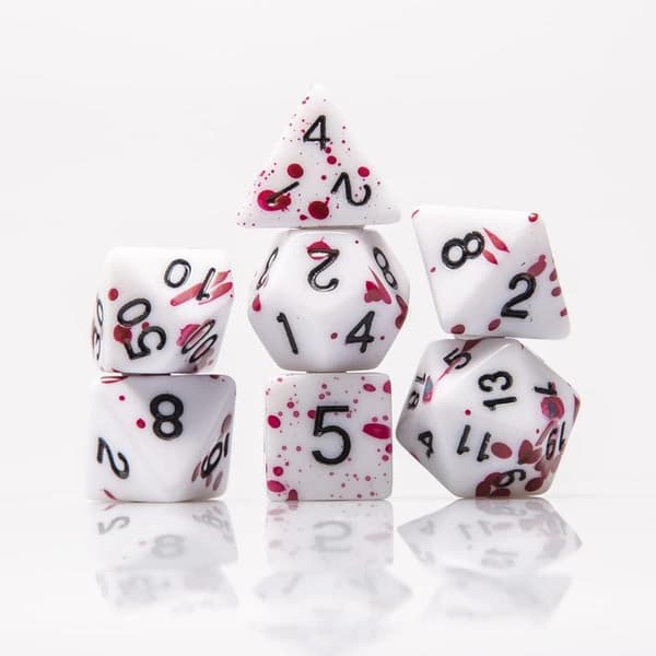 FLASHOWL DND Oregelbunden Spray Tärningsset Blå Prick Polyedriskt Rollspel Tärningsset D20 Tärning Dungeons and Dragons