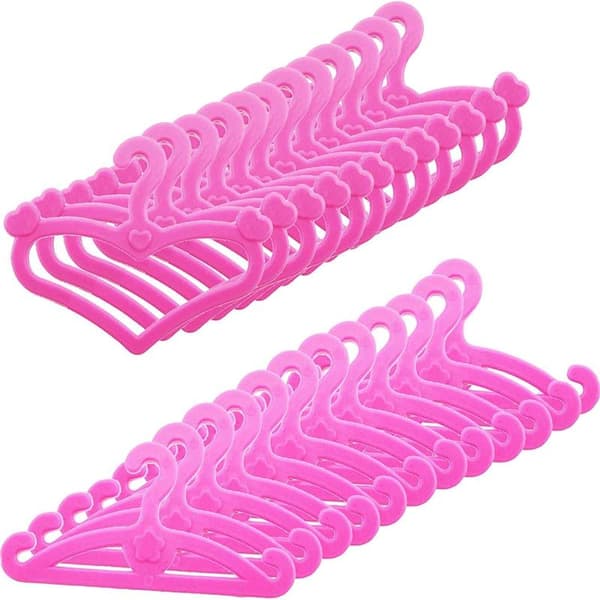 40 lyserøde plastikbøjler til Barbie-tøj 29,2 cm