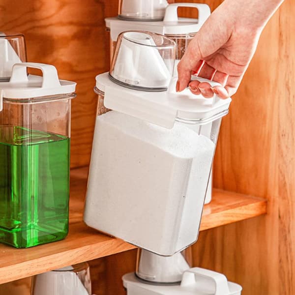 Vaskemiddeltank for oppbevaring, tett vaskemiddeldispenser med håndtak - 1800ml
