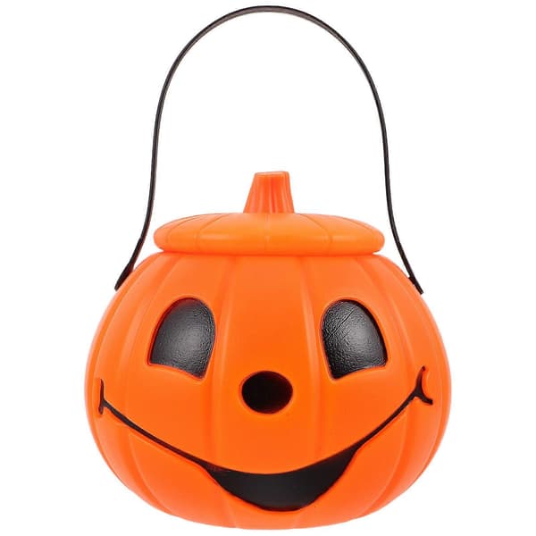 Plastik Halloween Græskar Slikspand med Låg til Festgodbidder