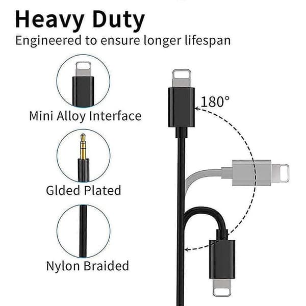 JBC-025B Lightning Han til 3,5 mm Han Lydkabel Bil Lyd Aux-ledning 1m til iPad/iPhone