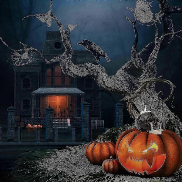 Hodeskalle-lysestake og minikrukke for Halloween-dekorasjon